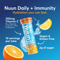 Nuun Immunity tablets dissolving in water for a refreshing vitamin boost