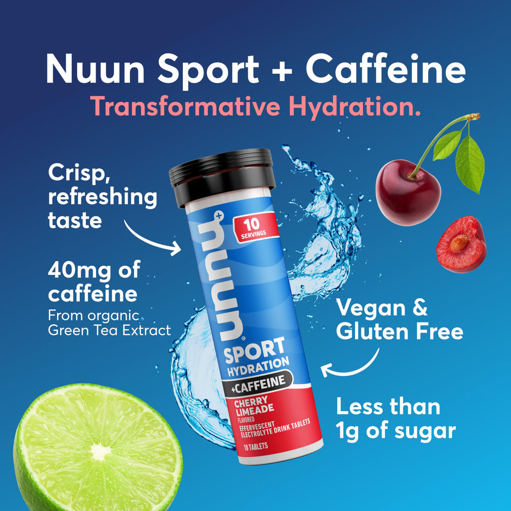 Nuun Sport Cherry Limeade tubes packaging for gym on-the-go