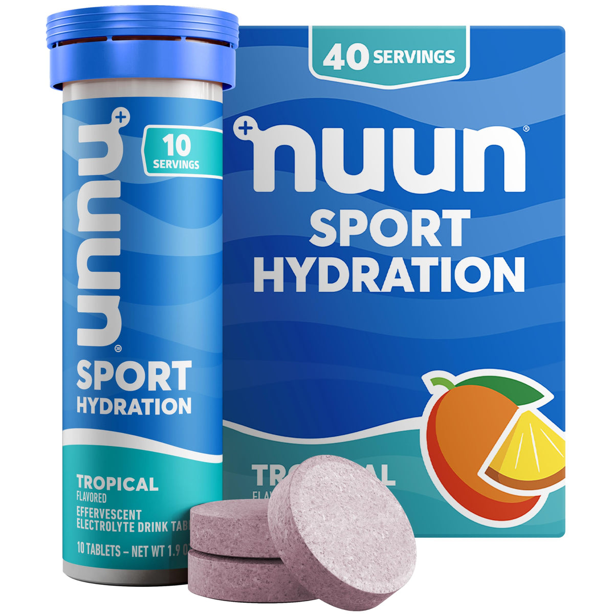 Nuun Sport Tropical electrolyte tablets in a tube for on-the-go hydration