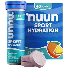 Nuun Sport Tropical electrolyte tablets in a tube for on-the-go hydration