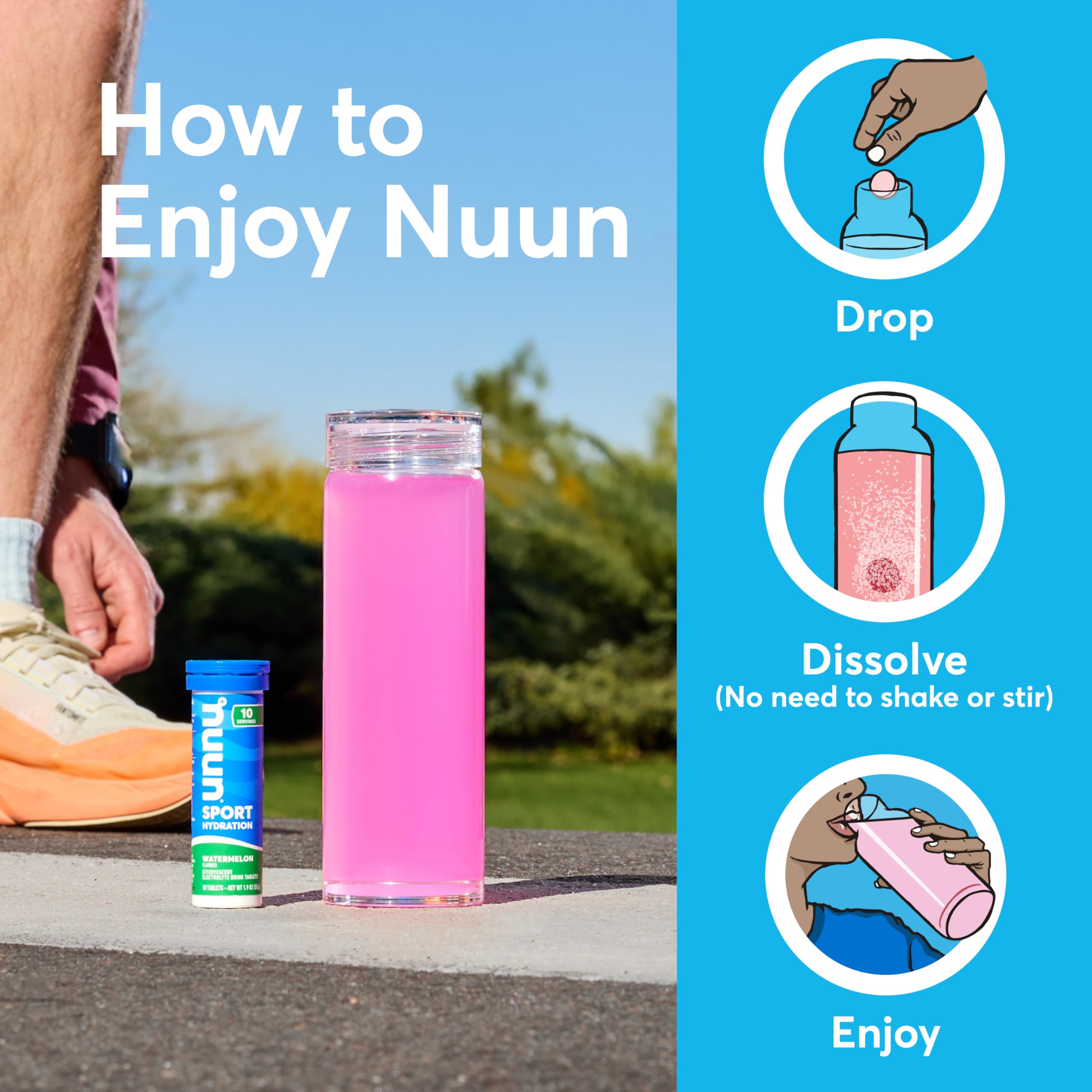 Nuun Sport label details electrolytes and sugar content for informed use.