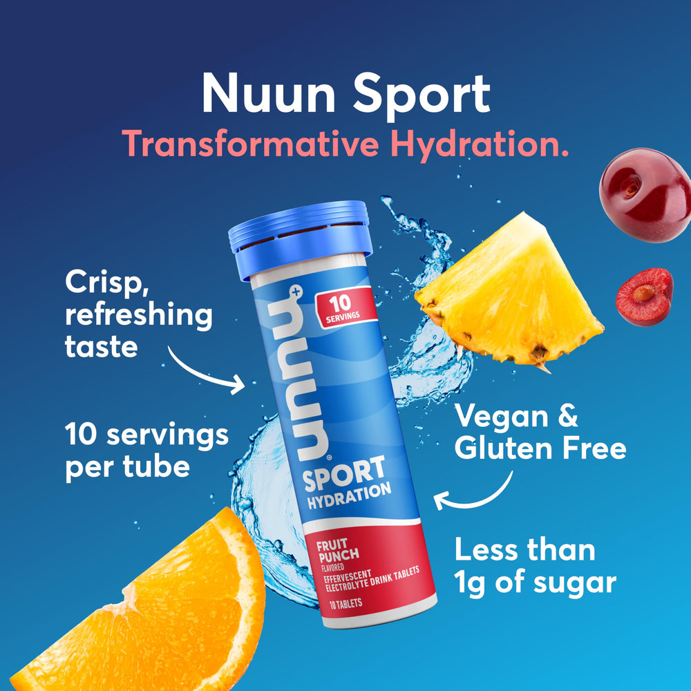 Nuun tablet dissolving in water for quick hydration.