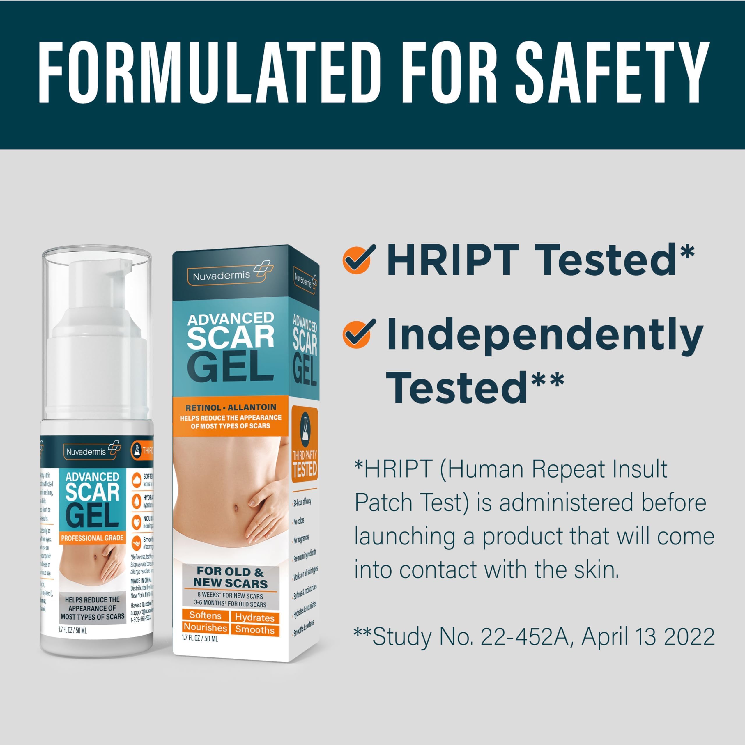 NUVADERMIS Advanced Scar Gel for keloid and scar care routines.