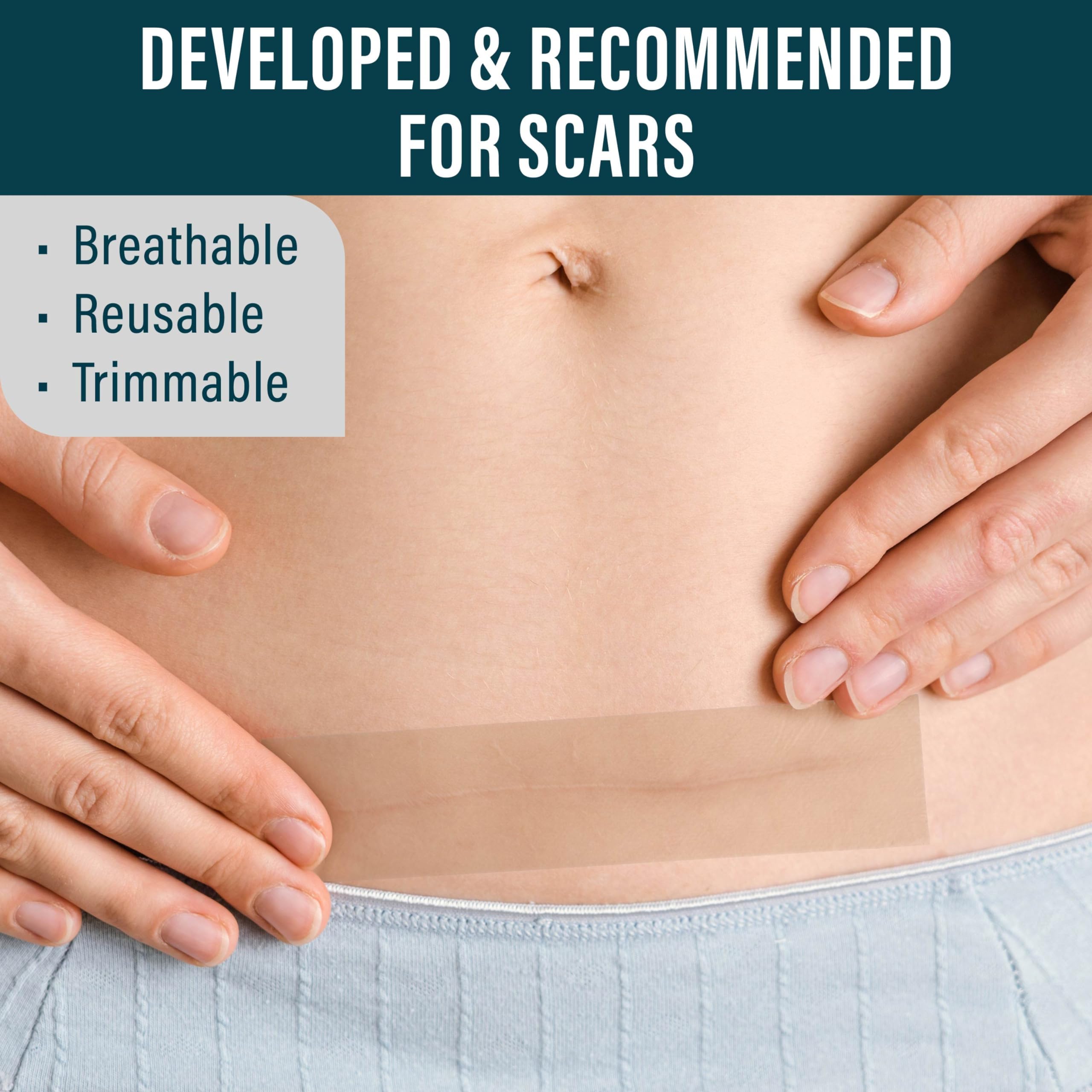 NUVADERMIS scar tape designed for wrinkle reduction on facial skin.