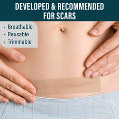 NUVADERMIS scar tape designed for wrinkle reduction on facial skin.