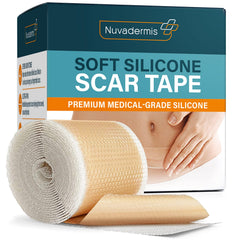 NUVADERMIS silicone scar roll covers surgical scars with flexible, comfortable wear.