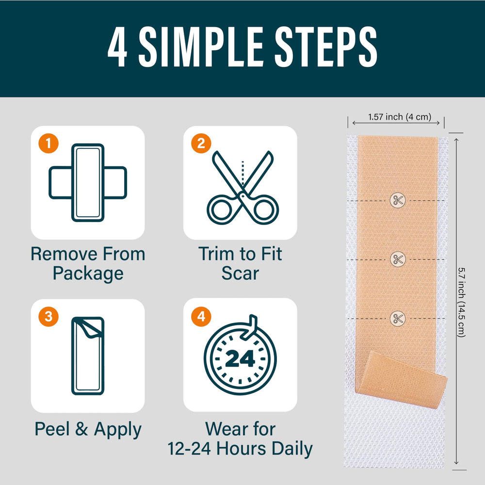 NUVADERMIS silicone scar sheet c-section scar coverage for abdomen