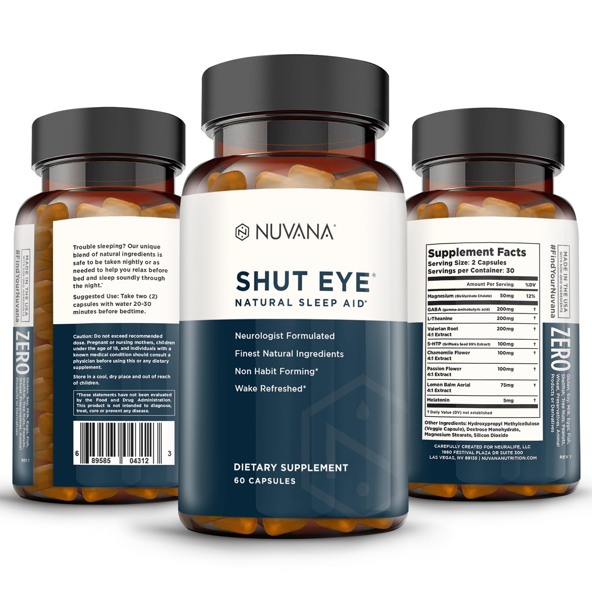Nuvana Shut Eye herbal blend with chamomile and valerian for relaxation