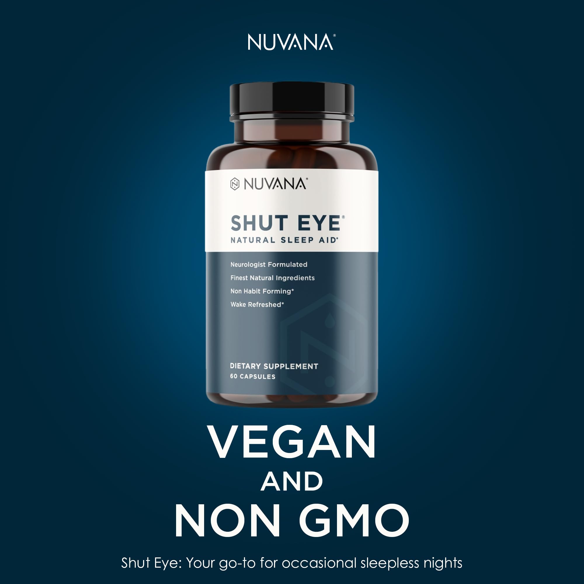 Nuvana Shut Eye manufacturing in the USA label on packaging