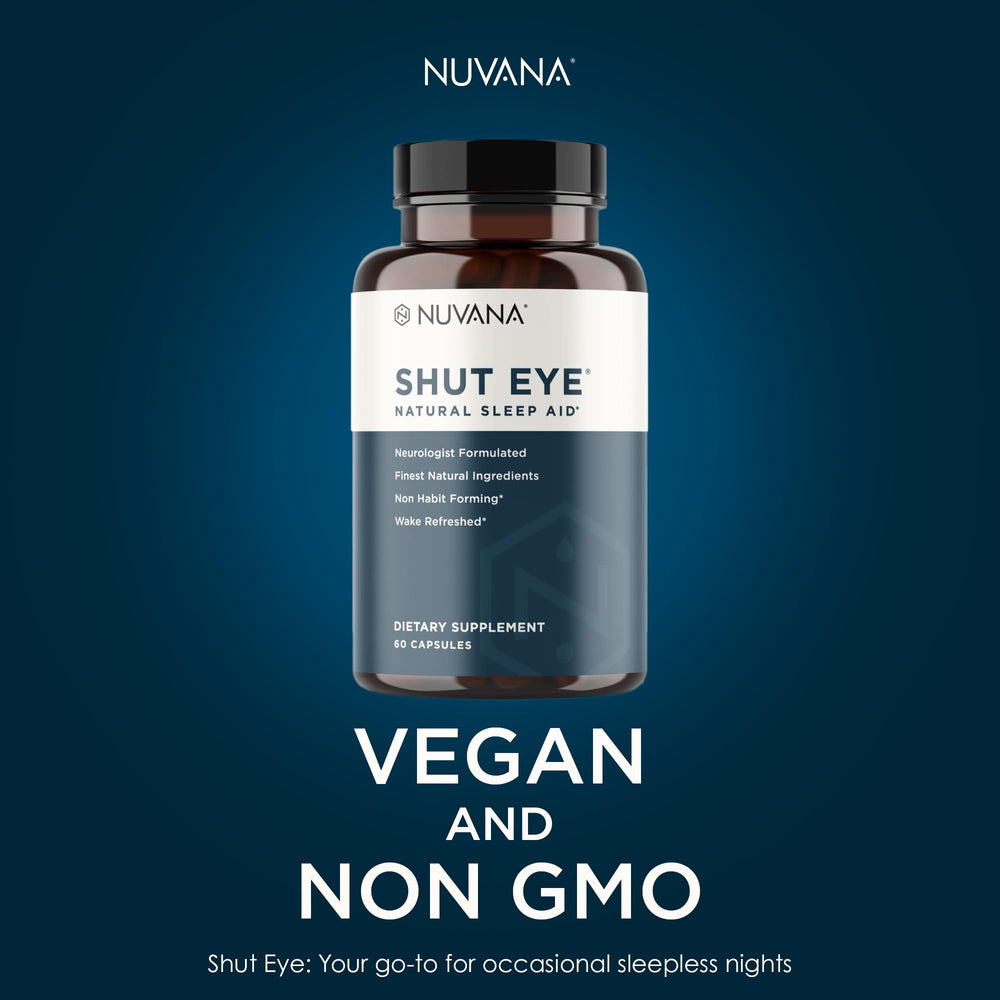 Nuvana Shut Eye manufacturing in the USA label on packaging