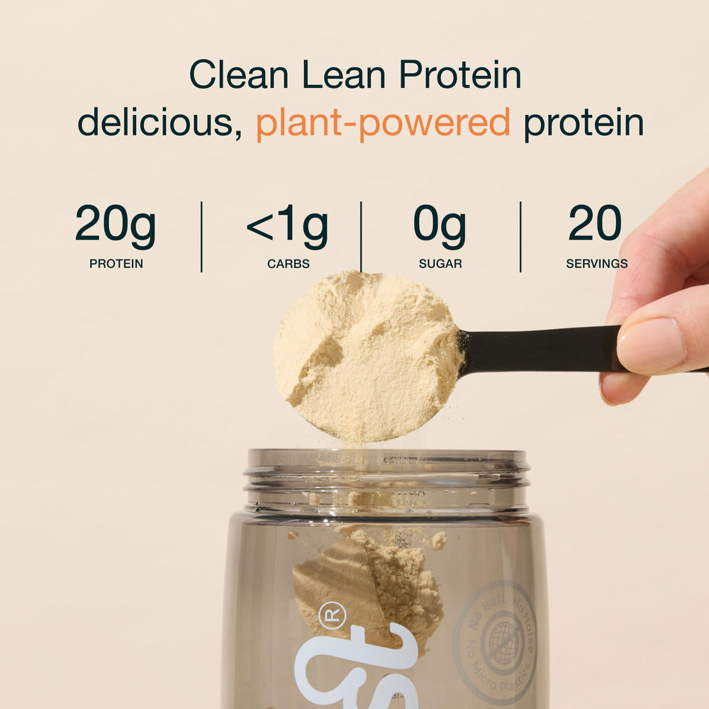 Nuzest allergen-free pea protein powder underscores dairy-free and gluten-free options.
