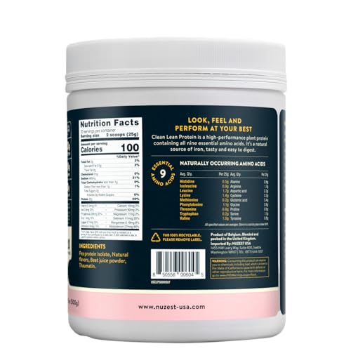 Close-up of ingredients, noting water-based protein isolation.