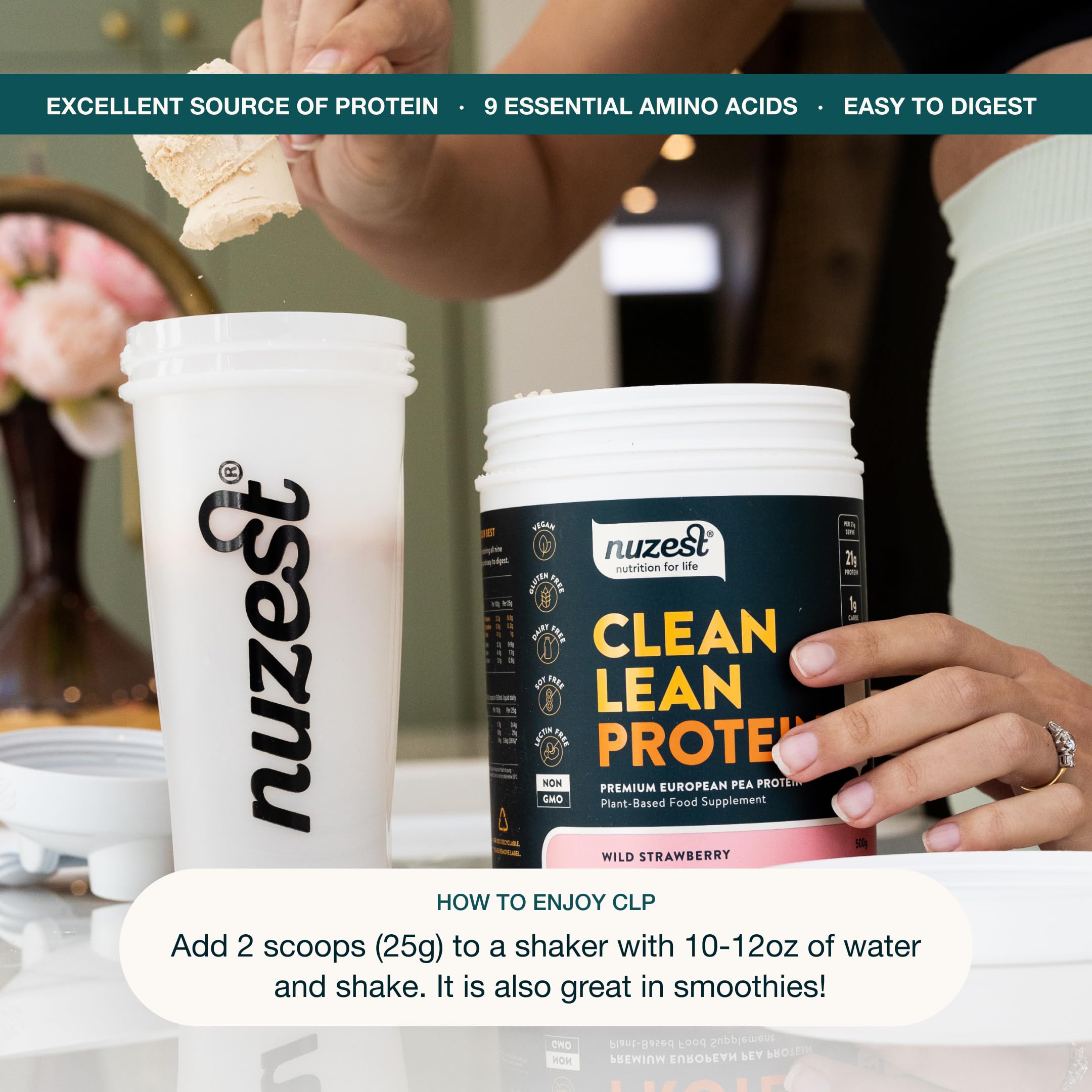 Label highlights 20 g protein per serving and low carbs.