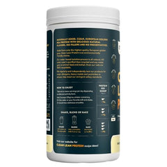 Nuzest pea protein powder vanilla scoop close-up for quick, measured servings.