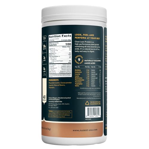 Nuzest pea protein scoop measures a serving for daily use.