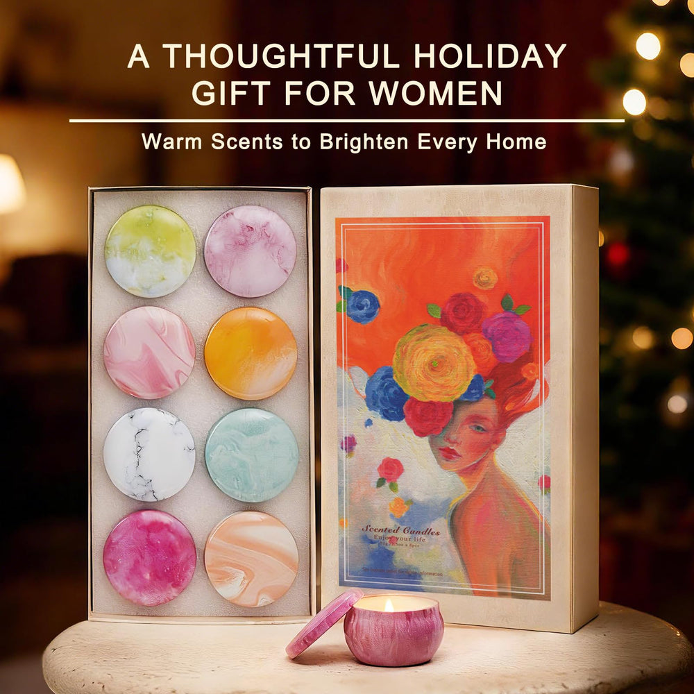 NVGCX Candles 8-Pack premium oils closeup, floral-fruity scent enhances home comfort.