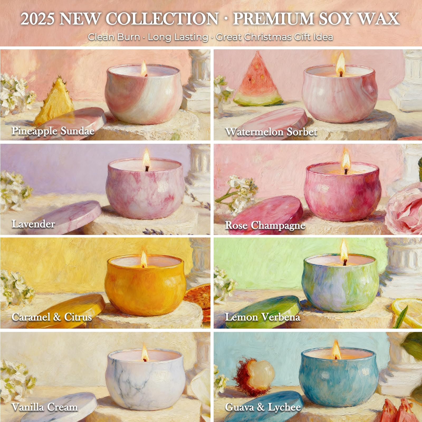 NVGCX Candles 8-Pack soy-wax candles, clean burn for spa-like home relaxation.
