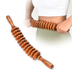 NXCYLW curved wood roller with 12 wheels for deep massage and contouring