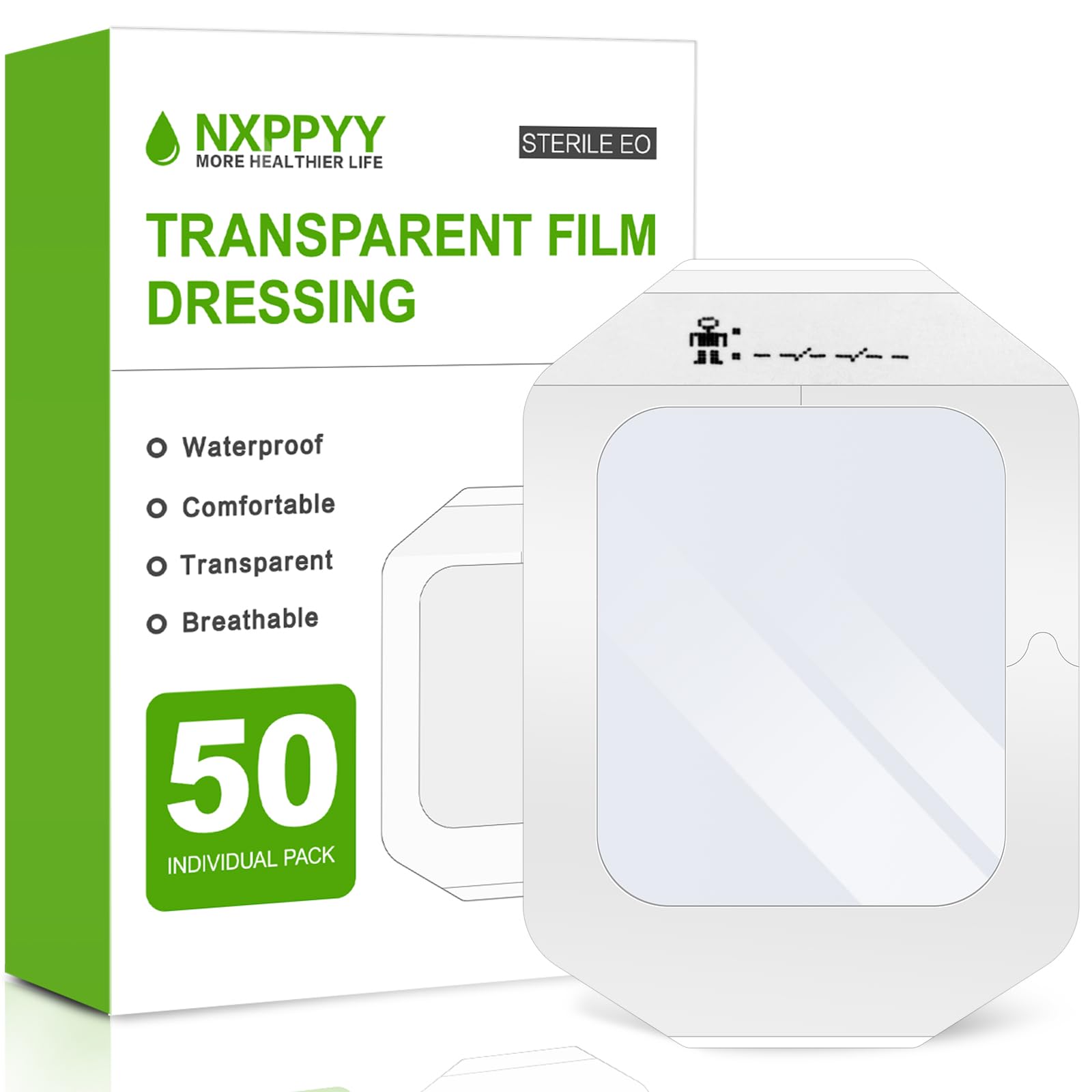 NXPPYY transparent dressing on wound for easy monitoring