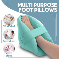 Close-up of NYOrtho double-layer foot pillows cushioning the heel