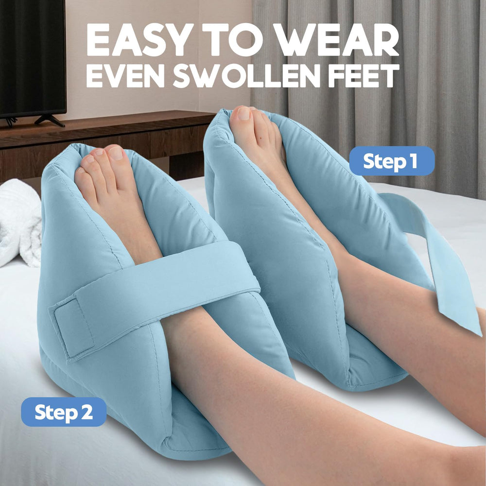NYOrtho Bariatric-size heel protector fits larger feet securely.