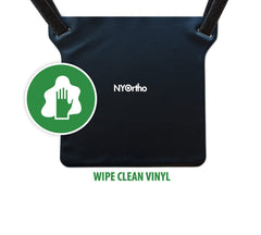 Durable wipe-clean vinyl surface of the NYOrtho holder.