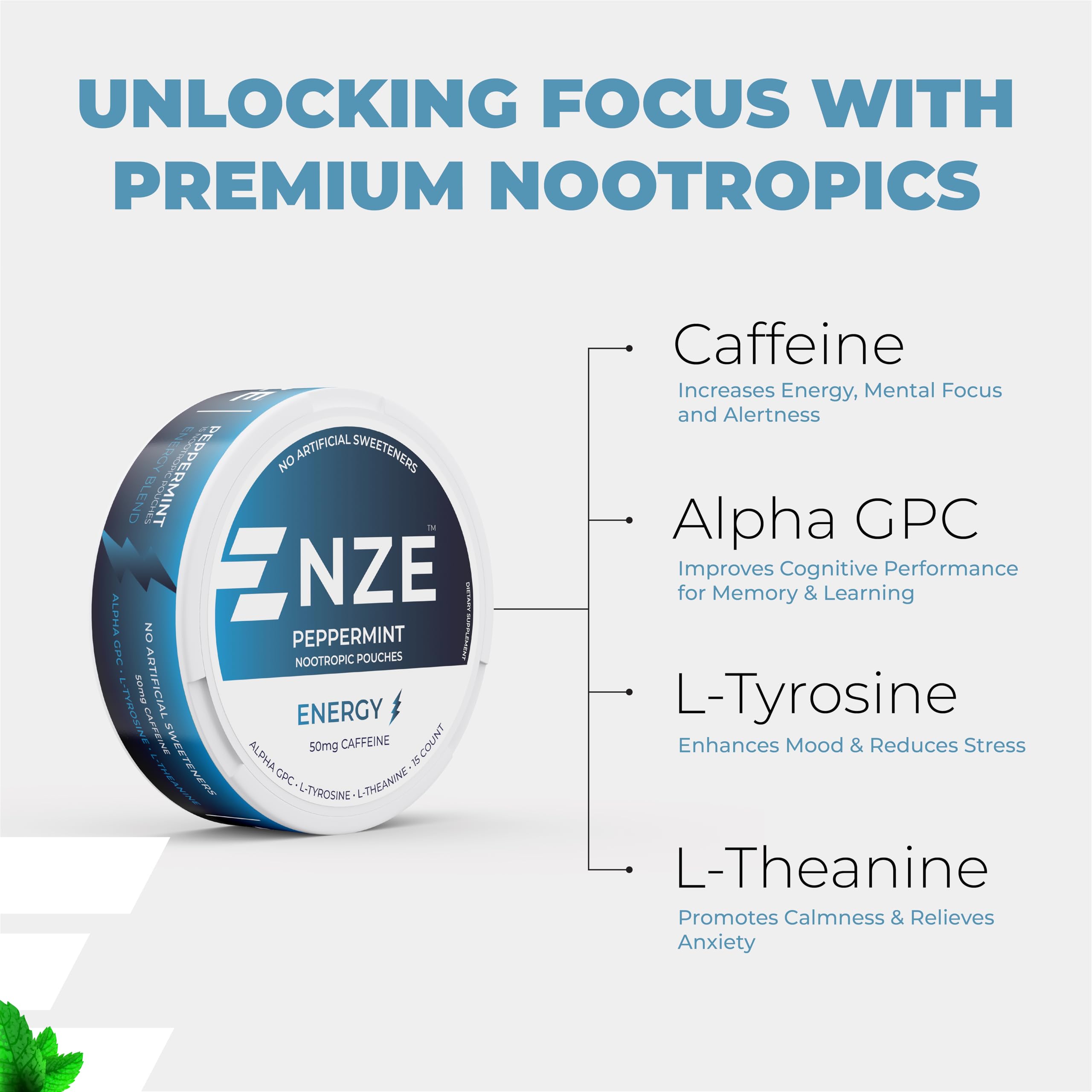 NZE close-up highlights peppermint flavor and smooth texture
