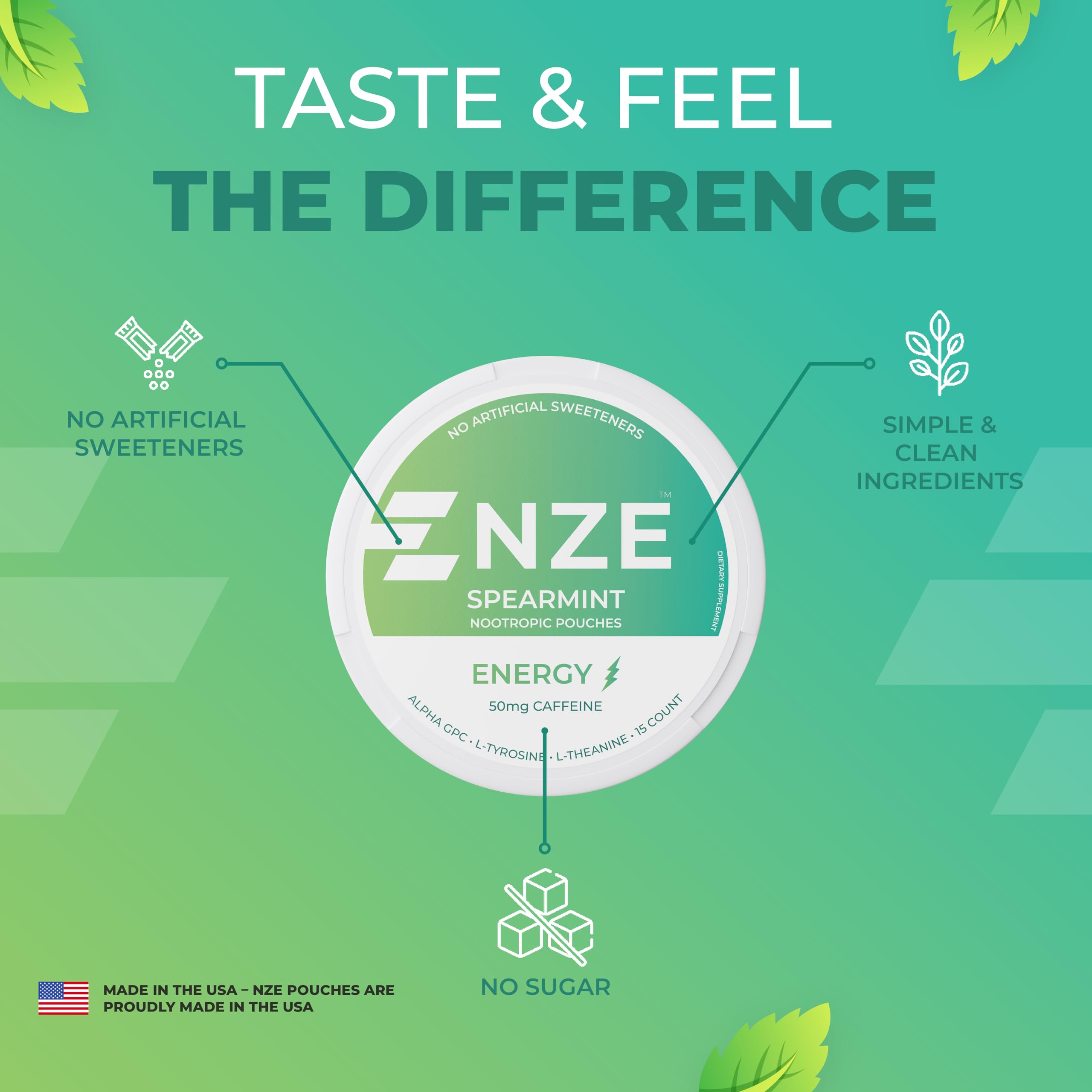 NZE Spearmint leaves evoke fresh flavor and vibe