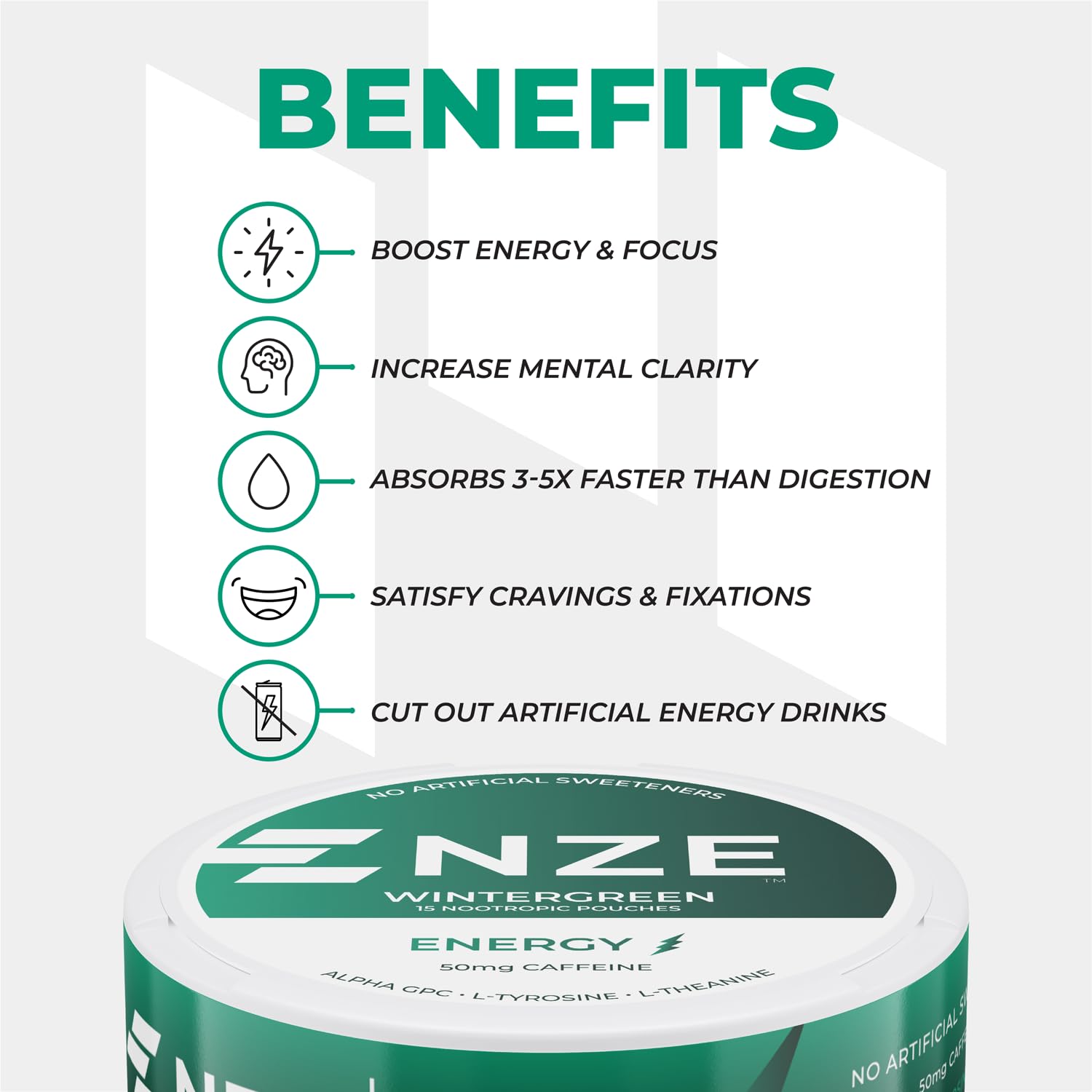 Whole 5-pack NZE pouches demonstrate convenient daily energy option