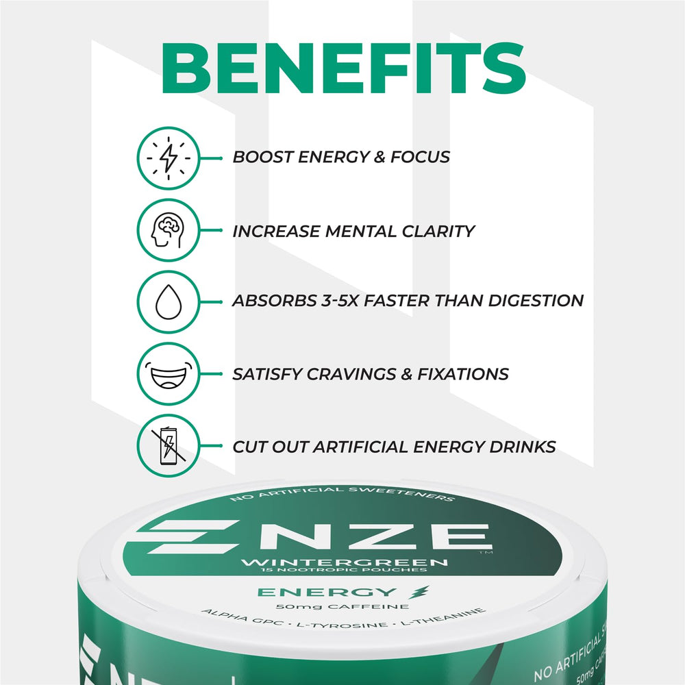 Whole 5-pack NZE pouches demonstrate convenient daily energy option