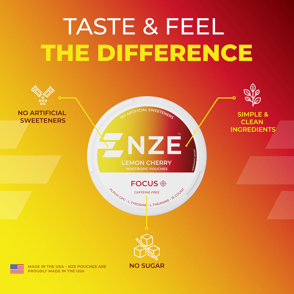 NZE on desk beside notebook emphasizes a focus-friendly routine.