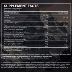 O NATURE . ZIRAN Shilajit Gummies bottle close-up with premium ingredients.