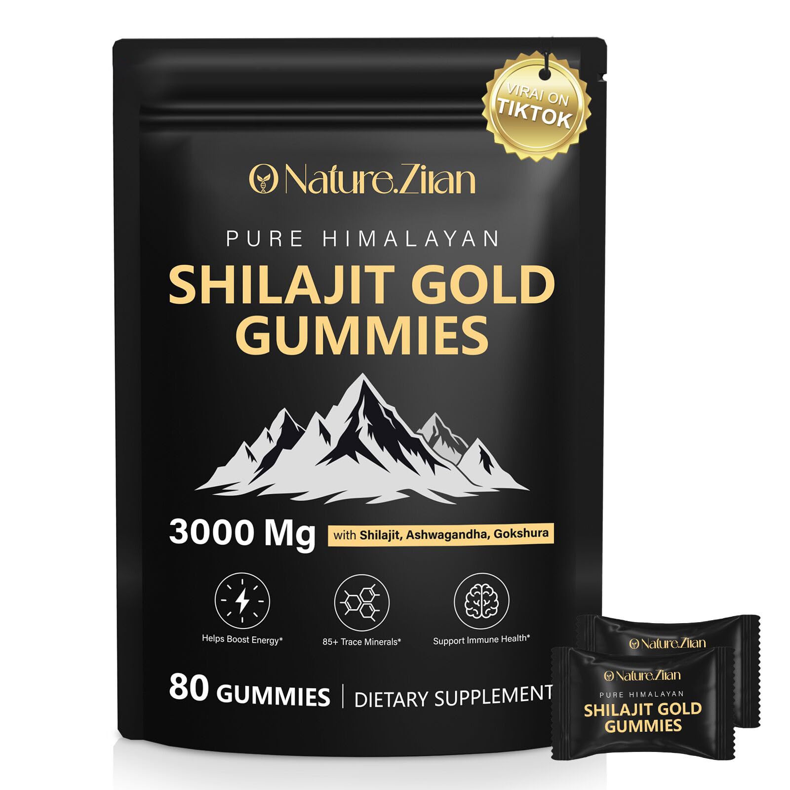O NATURE . ZIRAN Shilajit Gummies packaging for easy daily wellness.