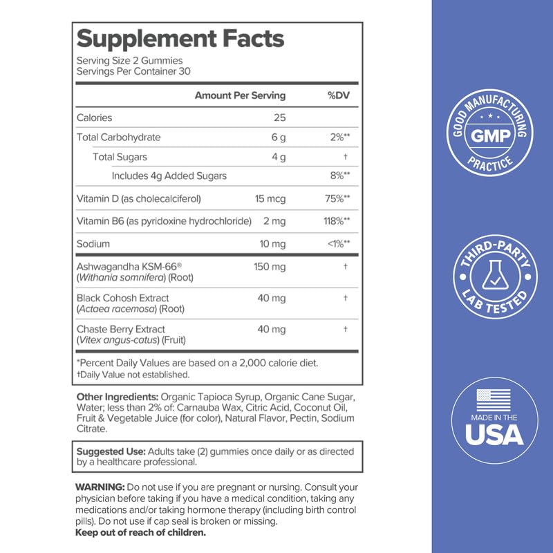 Ashwagandha KSM-66 ingredient focus in O Positiv MENO gummies.