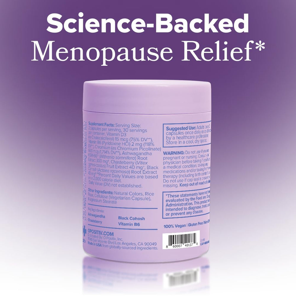 O Positiv MENO bottle in hand for portable menopause support.