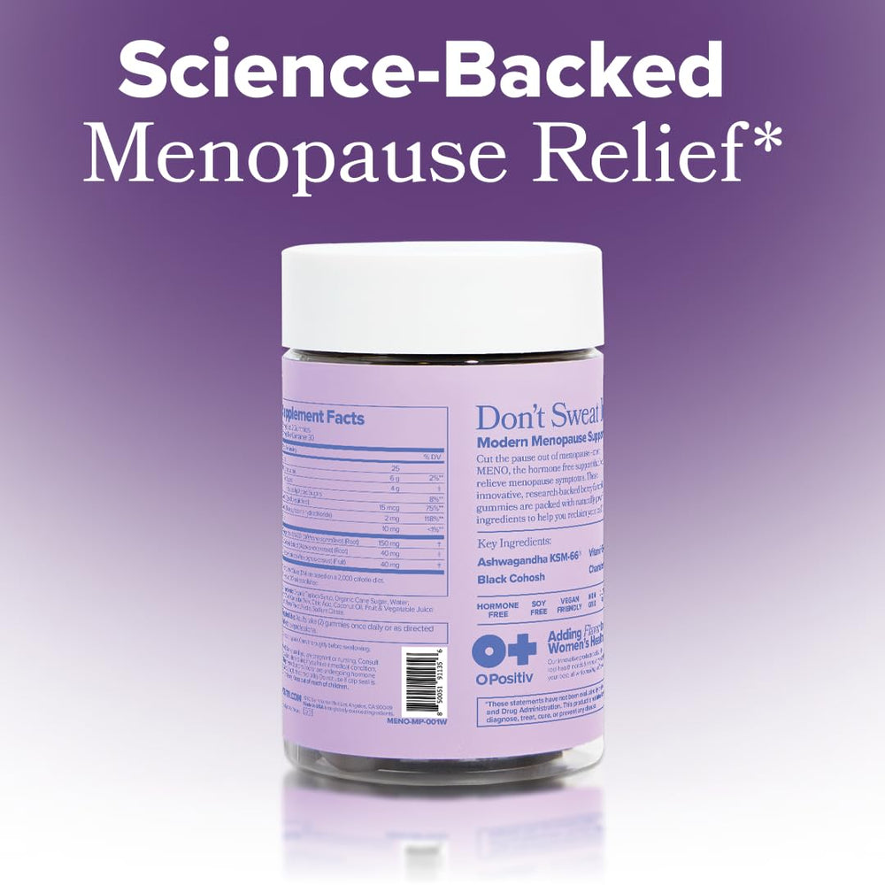 Evening use visuals suggesting calm mood support from MENO gummies.