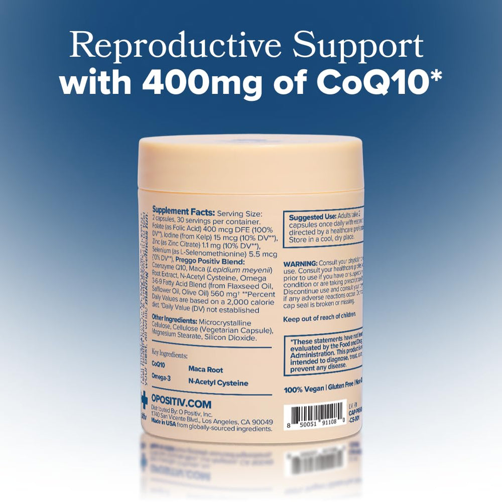 O Positiv Prego Conception product imagery reinforces cruelty-free, third-party tested quality.
