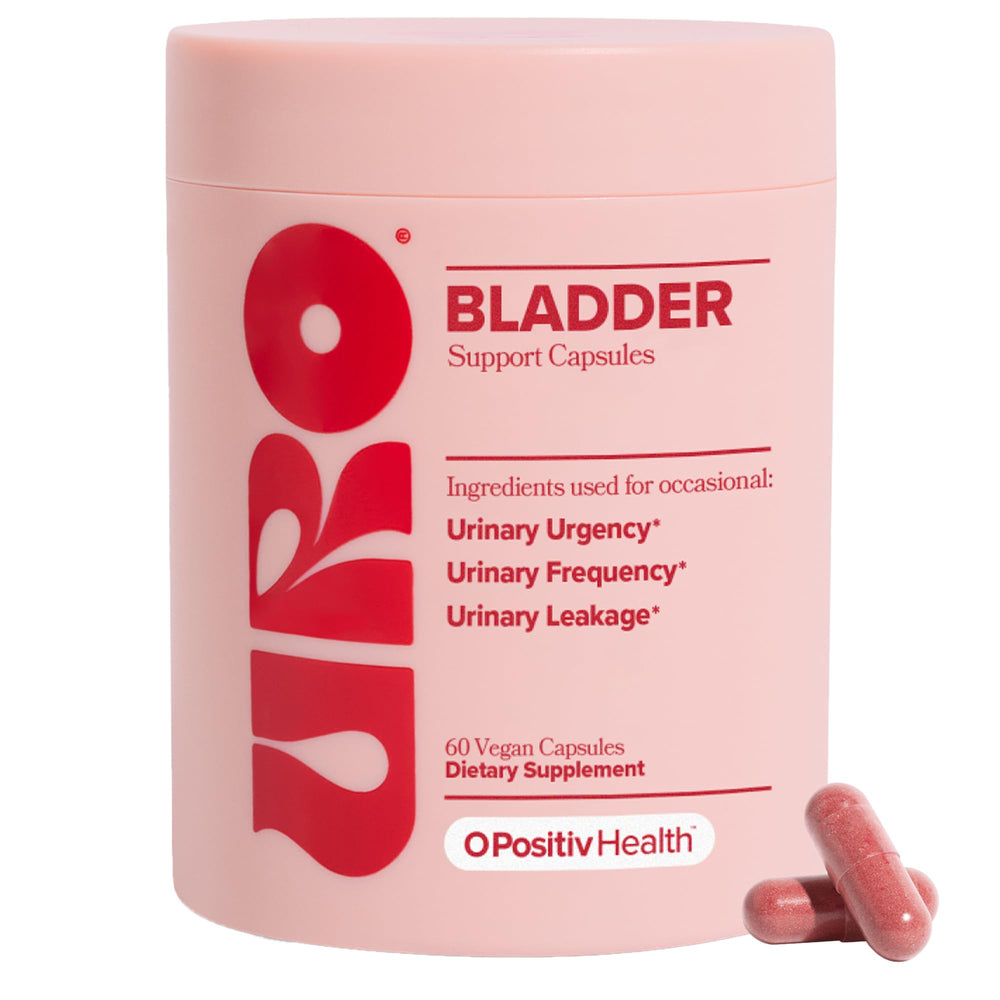 O Positiv URO bladder bottle with 60 vegan capsules for daily bladder support.