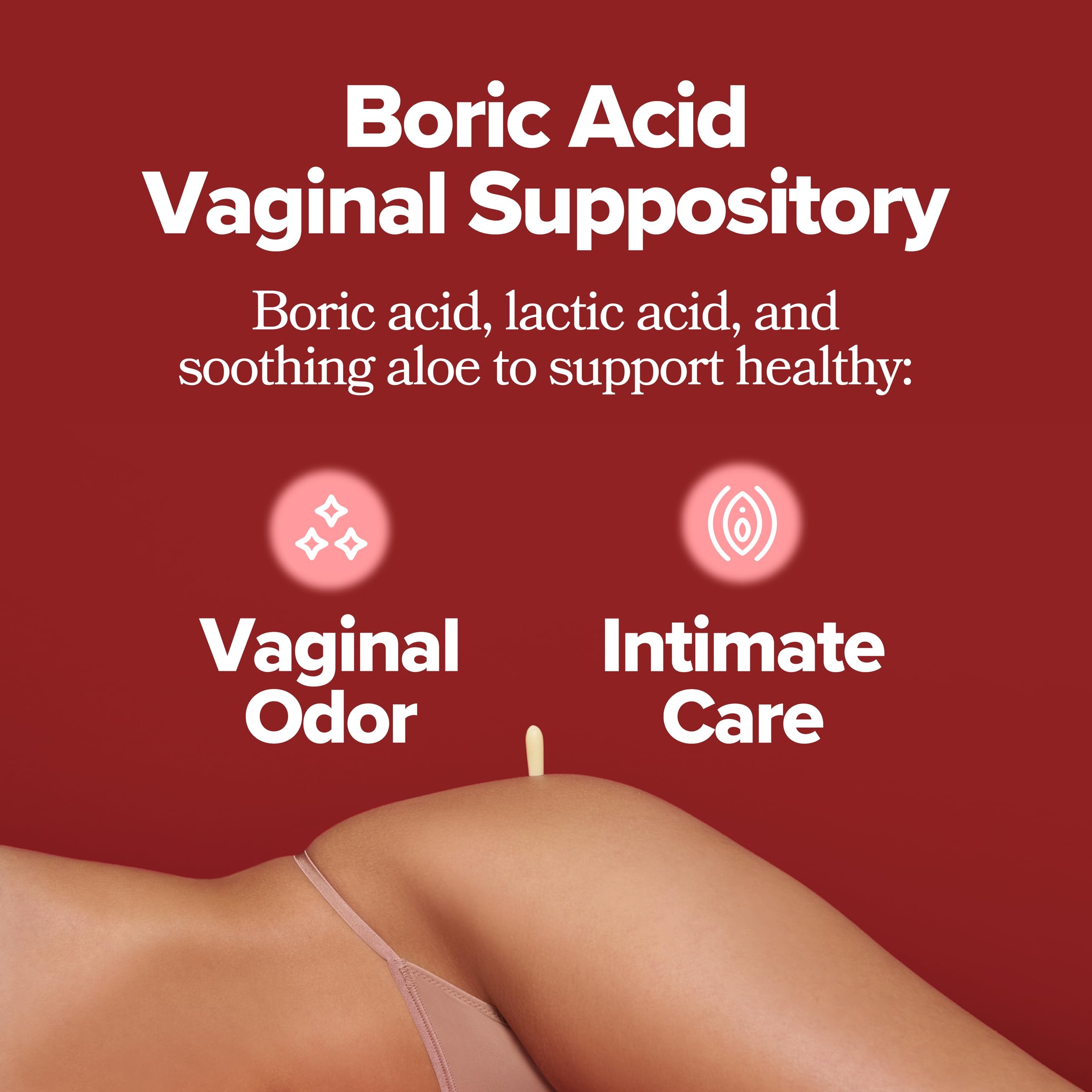 Closeup of O Positiv URO box highlighting lactic acid and aloe for gentle comfort.