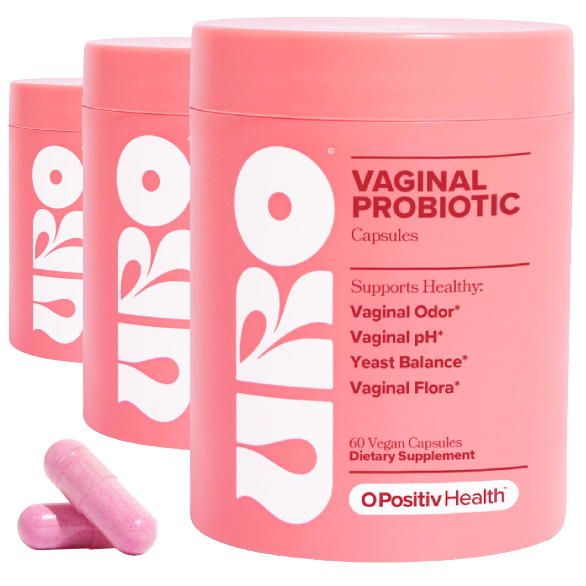 O Positiv URO vaginal probiotics bottle cap for easy daily dosing.