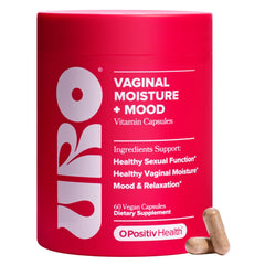 O Positiv URO bottle pour hinting at daily moisture support and mood balance.