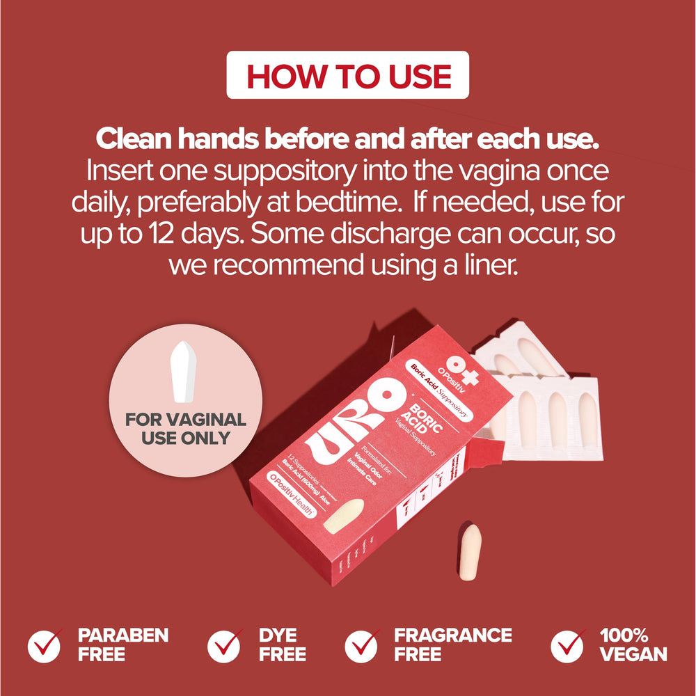Step: insert one daily for discreet relief with clean hands using O Positiv URO.