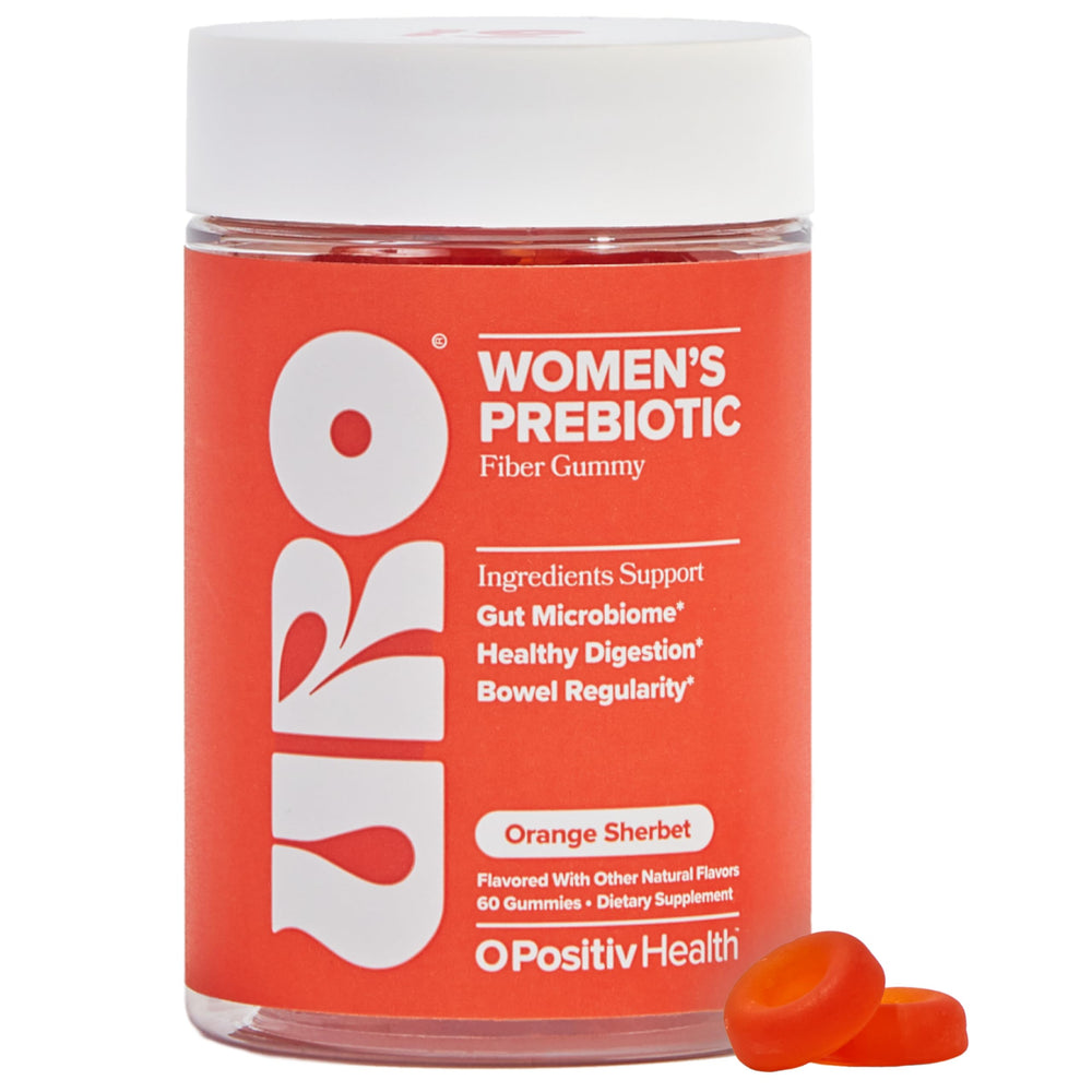 O Positiv URO Fiber Gummies bottle for daily digestive support.