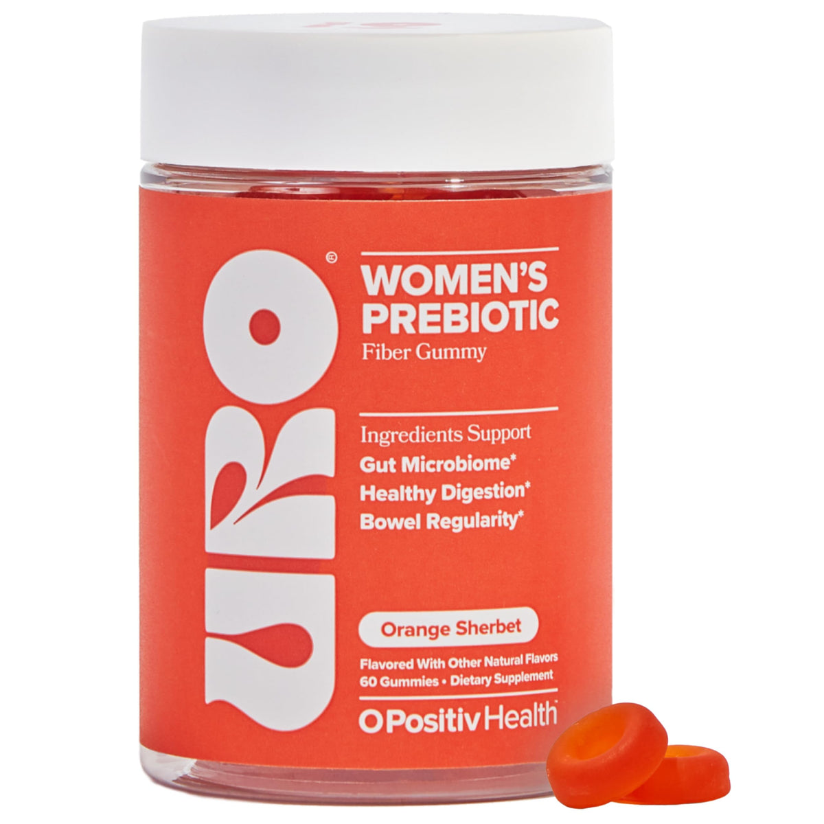 O Positiv URO Fiber Gummies bottle for daily digestive support.