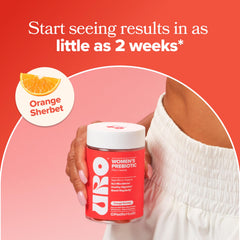O Positiv URO Fiber Gummies packaging highlighting vegan, non-GMO formula.