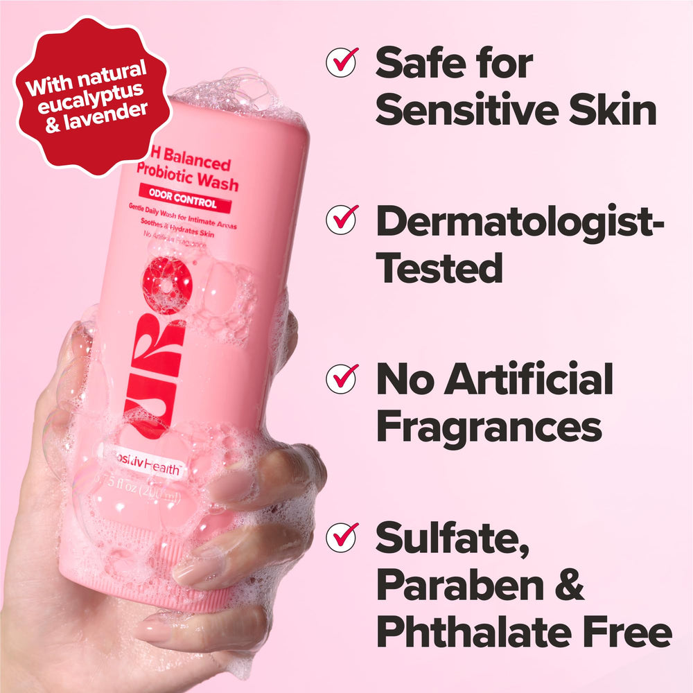 O Positiv URO label closeup highlighting key skin microbiome ingredients