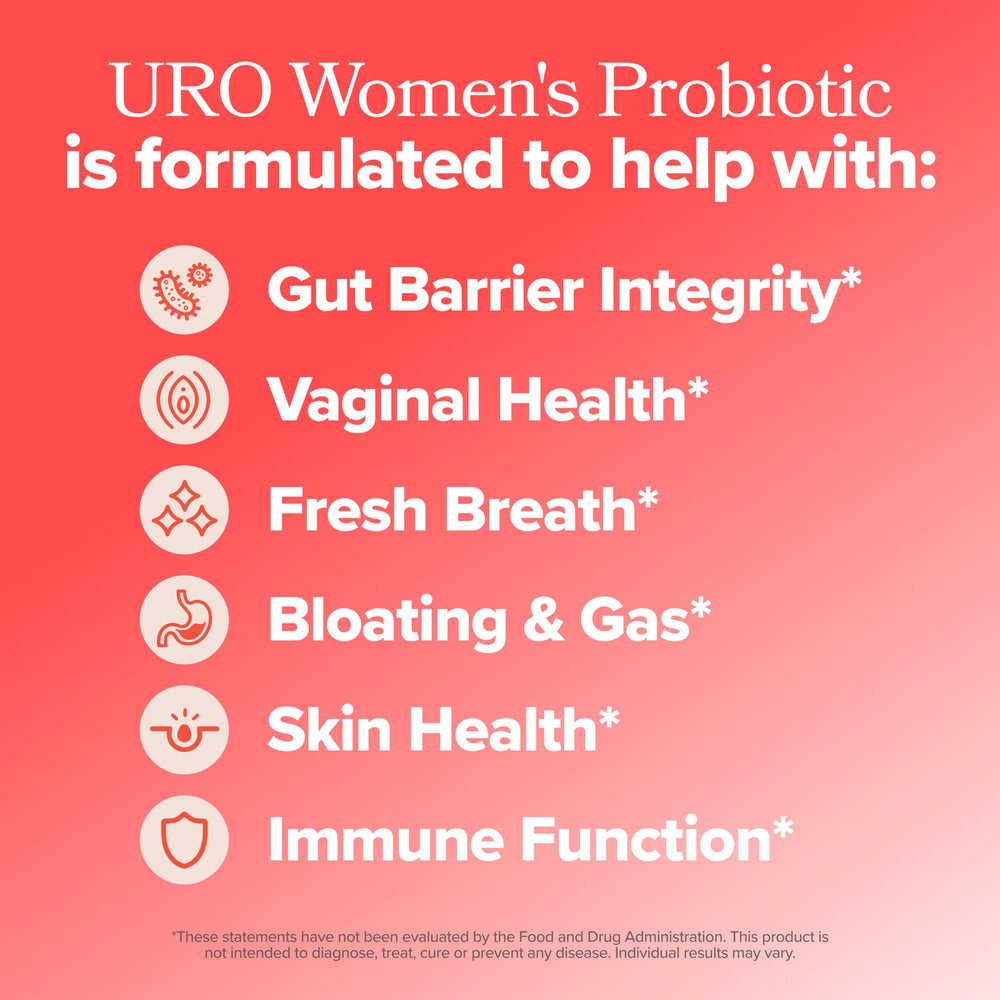 O Positiv URO Women's Probiotic capsule closeup highlights time-release design for targeted intestinal support.