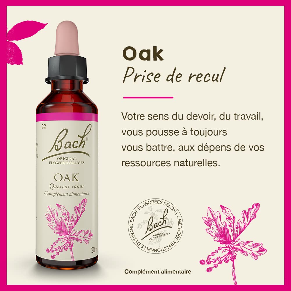 Oak remedy bottle on wooden background emphasizes simple ingredients.