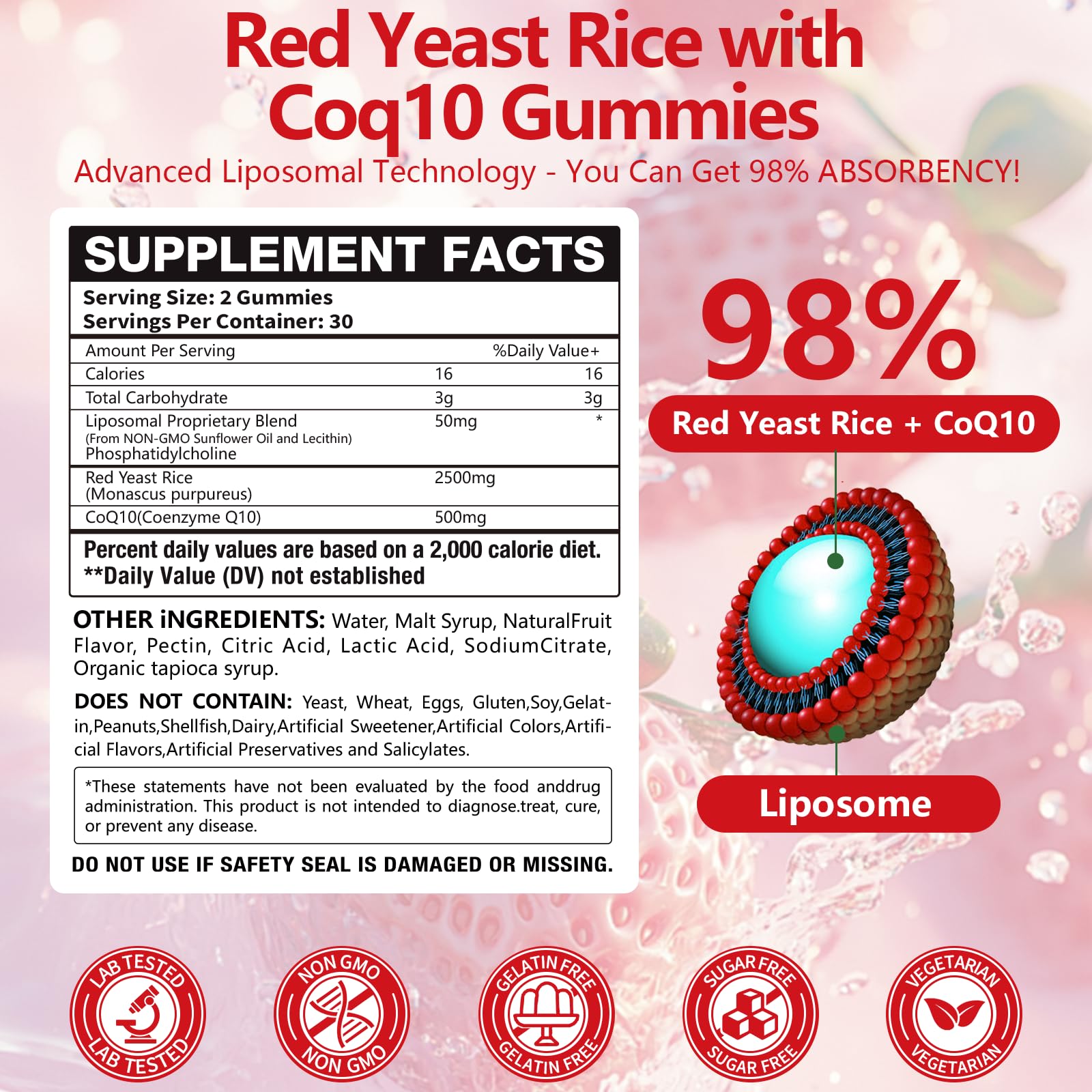 Close-up of Oakevlp CoQ10 gummies with fruity taste and easy chew