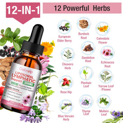 Oakevlp lymphatic drops label closeup shows 12-herb blend